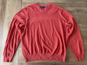 Paul Fredrick Pima Cotton V-Neck Sweater Mens Large Tall Burnt Orange Longsleeve - Picture 1 of 7