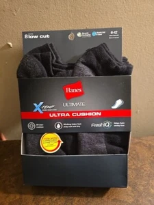 Hanes Ultimate Men's FreshIQ X-Temp Ultra Cushion Low-Cut 8-Pack - Black/Sz 6-12 - Picture 1 of 1