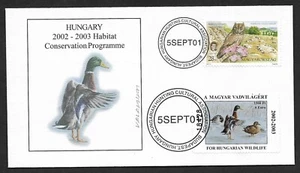 (BL) Hungary 2001 1500Ft or 6 Euro Duck stamp FDC signed by the artist - Picture 1 of 2