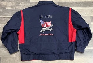 Gant Mens XL Blue Red Reversible Flight Sail Jacket Large Embroidery Chenille - Picture 1 of 11