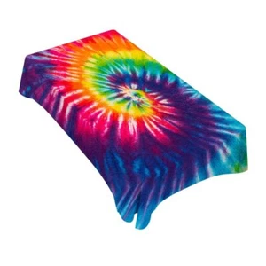 Rainbow Swirl Tie Dye Tablecloth 60x84 Inch Rectangular for Party Home Decor - Picture 1 of 8