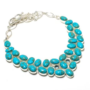 Arizona Turquoise Gemstone Handmade 925 Sterling Silver Jewelry Necklace For Her - Picture 1 of 6
