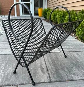 Vintage 50s 60s Iron Mesh Magazine Stand Holder Atomic Era Mid Century Modern - Picture 1 of 6