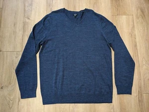 Apt 9 Merino Wool Blend V-Neck Sweater Long Sleeve Navy Blue Big Tall 2XL - Picture 1 of 8
