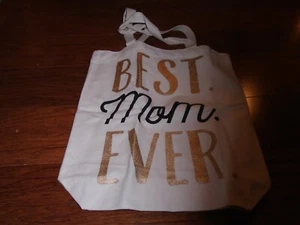 Bolso de Mano Mudpie Marfil Lona con MEJOR MAMÁ en Negro y Oro Nuevo con Etiquetas - Imagen 1 de 2