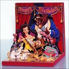 CARTE en RELIEF sur bois DISNEY, "La BELLE et la BETE", 13,5 X 13,5 X 14,5 cm.
