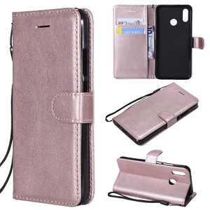 For Huawei Y7 Y5 Y9 Y5P Y6P Y7 Pro Solid PU Leather Flip Wallet Case Phone Cover - Picture 1 of 18