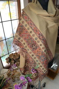 HIMALYAN KULLU ARTISTIC PURE Cashmere WOOL  SHAWL ~ TRIBAL ART~11 DESIGNS CHOICE - Picture 1 of 6