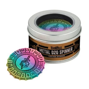 Metal d20 Spinner: Torched Rainbow - Picture 1 of 4