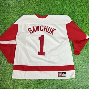 Detroit Red Wings Terry Sawchuk Jersey Size L Nike Team White Embroidered NHL - Picture 1 of 11