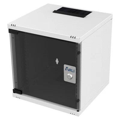 10 Zoll Netzwerkschrank 6HE 10" Wandgehäuse Serverschrank abschließbar Glastür - Bild 1 von 4