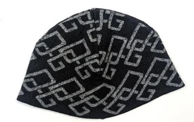 Gorro de malha D&G Dolce & Gabbana preto cinza monograma logotipo feito na Itália - Imagem 1 de 4