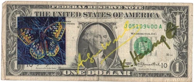 A. WARHOL & Keith Haring 1 Dollarnote Original SIGNIERT + SKIZZIERT +US -Stempel - Bild 1 von 4