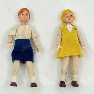 Vintage Dollhouse Dolls Vintage German Boy Girl Children Caco Germany - Picture 1 of 7