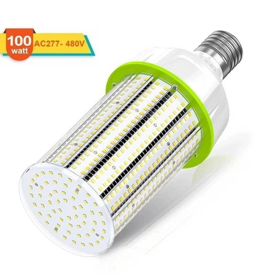 100W Corn Light Bulb 480V E39 6000K Commercial Garage Warehouse Parking Lot Lamp - Image 1 of 4
