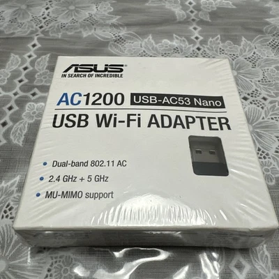 ASUS USB-AC53 AC1200 Nano USB Dual-Band Wireless Adapter MU-Mimo New Sealed - Image 1 of 2