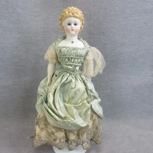 ABG Antique Blonde China Head Doll Pierced Ears Repaired Shoulder Plate 15" - Picture 1 of 18