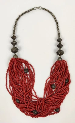 Vintage alte Korallen-Kette Collier mit vielen Strängen Koralle-Perlen Orient - Bild 1 von 4