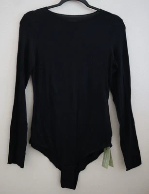 Intimissimi BOD28G-019 Women's Sz L Black Modal & Cashmere L/S Bodysuit $65 - Image 1 of 4
