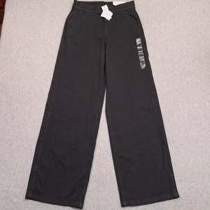 NEU American Eagle superhoher Bund Baggy weites Bein Damenhose 6 schwarz Stretch - Bild 1 von 12