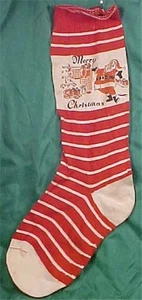 Merry Christmas Stocking Santa Fireplace Tree Presents Amazing Vintage - Picture 1 of 5