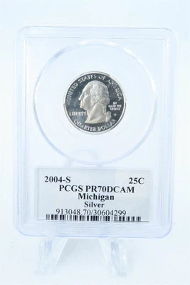 2004-S PCGS PR70DCAM Silver Michigan State Quarter Proof 25C - Image 1 of 2