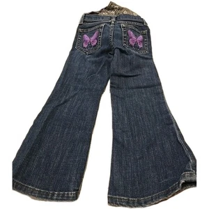 Juicy Couture girls blue denim B-Bottom jean size 4T. Butterfly on back pockets - Picture 1 of 10