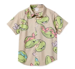  Big Boys Short Sleeve Teenage Mutant Ninja Turtles Button-Down Shirt Size Large - Picture 1 of 9