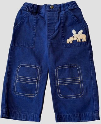 Pantalón de lona GYMBOREE 2007 colorido pueblo apliques de vacaciones rodilla alce 12-18M Foto 1 de 4