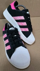 BRANDNEUE ADIDAS SUPERSTAR BOLD SNEAKER GRÖßE UK 6 SCHWARZ WEISS & PINK ZEBRA SELTEN - Bild 1 von 10