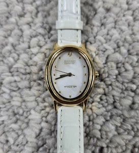 Women's Ecclissi Facets 30mm Quartz Fashion MOP Watch White Leather Band - Picture 1 of 4