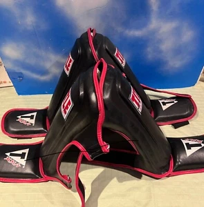Two Sets Title Brand Muay Thai  Red/Black Shin Pads x2 (Adult Regular M/L) - Picture 1 of 9