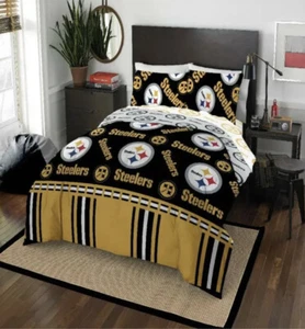 NFL Pittsburgh Steelers Bedroom Set 5 Pc Full Sz Pillowcases Sheets Comforter - Picture 1 of 5