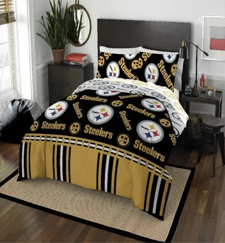 NFL Pittsburgh Steelers Bedroom Set 5 Pc Full Sz Pillowcases Sheets Comforter Cover