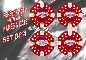Diseño personalizado de fichas de casino bebidas posavasadas de Las Vegas Viva Las Vegas - Imagen 1 de 2
