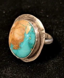 Vintage Native American Navajo Turquoise Ring size 7 Box Stamped Signed TG - Picture 1 of 11