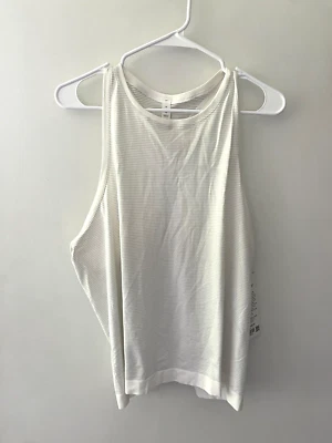 ¡NUEVO CON ETIQUETAS! Camiseta sin mangas Lululemon talla 14 Swiftly Tech cuello alto 2.0 *Carrera en blanco Foto 1 de 3