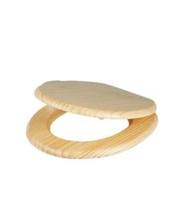 GoodHome Levanto Natural Pine effect Bottom fix Standard close Toilet seat - Picture 1 of 5