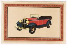 Handmade Vintage Car Painting Fine Miniature Art On Paper 10.5x7 Inches