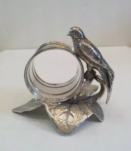 Meriden Victorian Silver Plate Figural Napkin Ring, Bird on Leaf (#2) - Picture 1 of 7