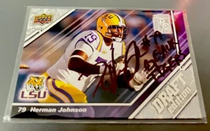 Herman Johnson Autographed Card 2009 Upper Deck Draft 42 Rookie LSU Geaux Tigers - Picture 1 of 3