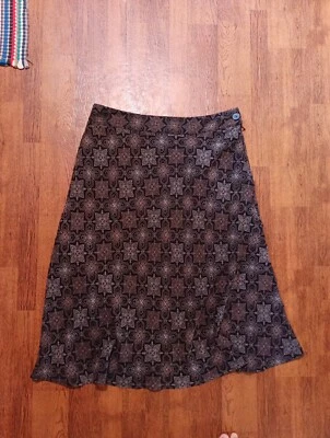 Saia Covington Feminina Tamanho 12 Flare Zíper Lateral Forrada Marrom Preto Geométrico 29"Lo - Imagem 1 de 4