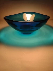 Vintage KOSTA BODA Cobalt Blue Art Glass Vase/ Bowl 25cm Diameter - Picture 1 of 5