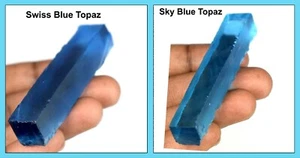Himmelblautopas & Schweizer Blautopas Edelsteinscheibe grobes Paar 170-190 ct zertifiziert - Bild 1 von 6
