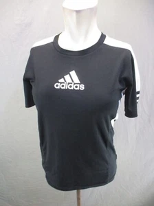 ADIDAS Size M (10/12) Boys Black Printed Crew Neck Short Sleeve Athletic Top 926 - Picture 1 of 10