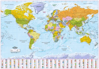 Map of the World 1:30m, Political World Map, Large Poster of World with Flags - Image 1 of 4