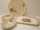 4 Pottery Crinoline Lady Bowls Plates Chintz Floral Empire Falcon Ware Weatherby