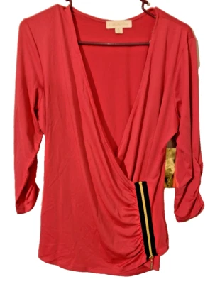 Nova Blusa Feminina NICKI MINAJ Tamanho XL Rosa Cruzada Top Dourado Zíper Manga 3/4 - Imagem 1 de 4
