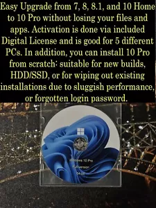 Windows 10 Pro 64-bit DVD Upgrade from 7/8/8.1, 10 Home or Clean install - Picture 1 of 5
