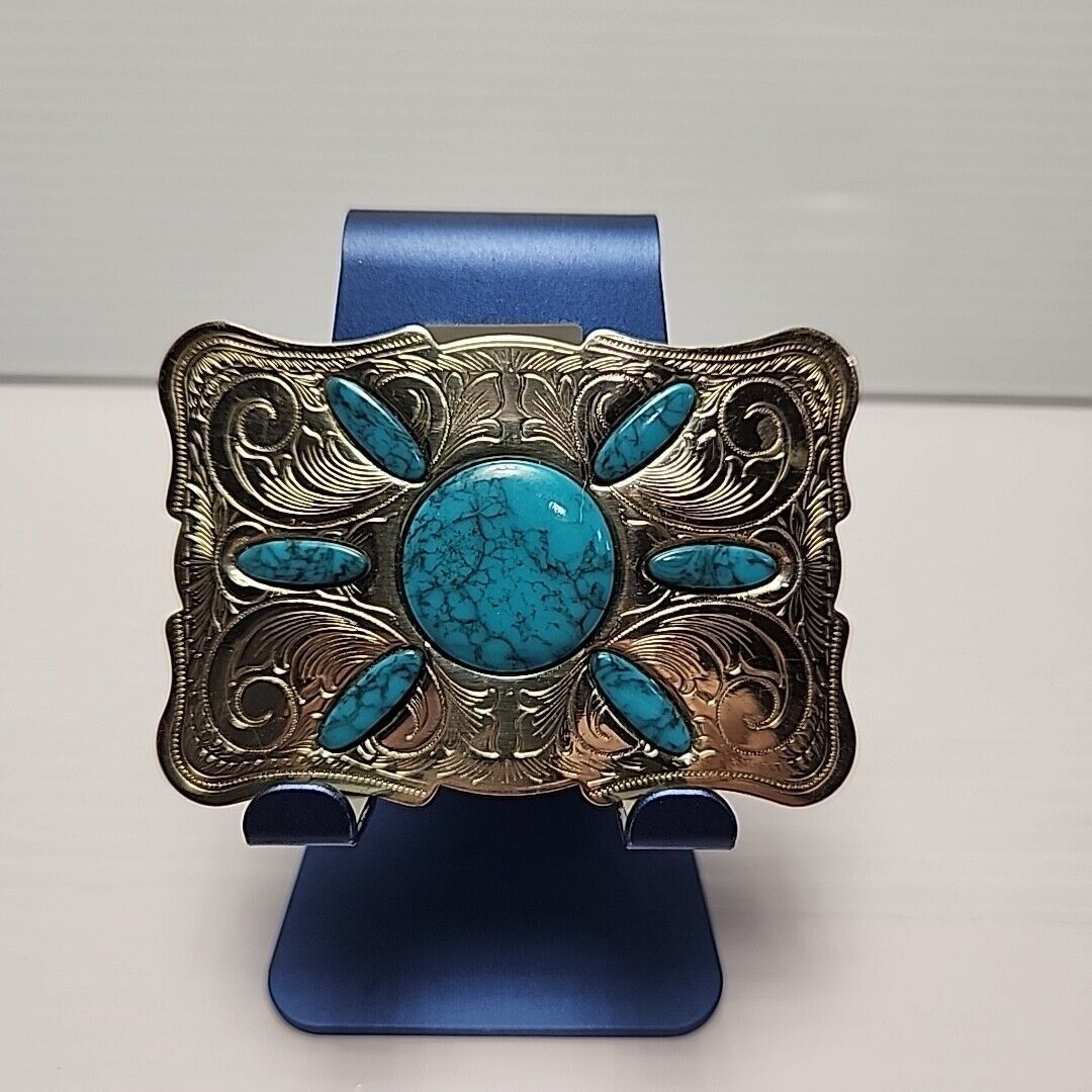 Silver Turquoise Belt Buckle In Collectible Western Silver Turquoise Belt Buckle In Collectible Western